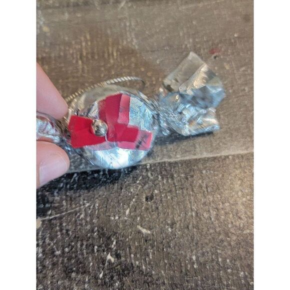 Silver candy piece vintage bell bow ornament Xmas decor - Picture 2 of 4